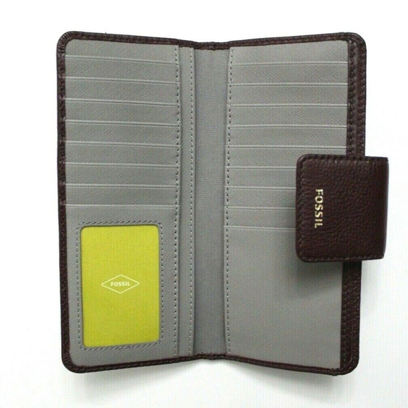 Fossil Madison Bifold Leather Clutch Wallet Fig - Picture 3 of 3